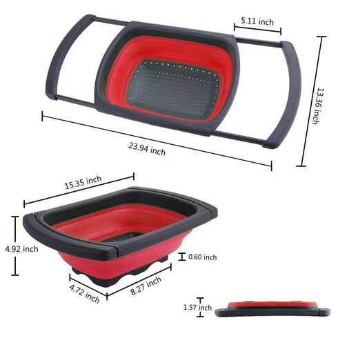 AussieSuperStore Homeware Supplies Collapsible Folding Silicone Kitchen Sink Space Saving Foldable Food Strainer Collapsible Folding Silicone Kitchen Sink Foldable Food Strainer CBSILSTRAINERRED